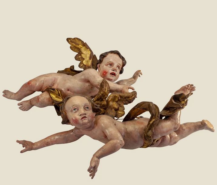 Baroque Polychromed Angels – Cedar Tree Antiques